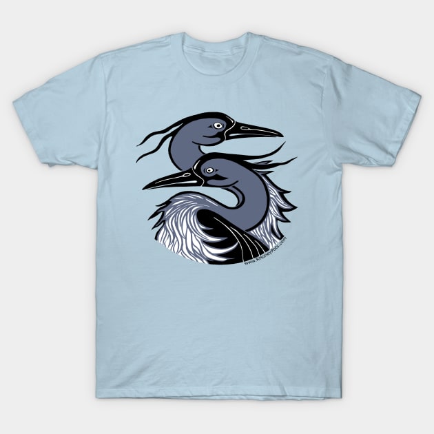Great Blue Herons- black line T-Shirt by R Honey Pots